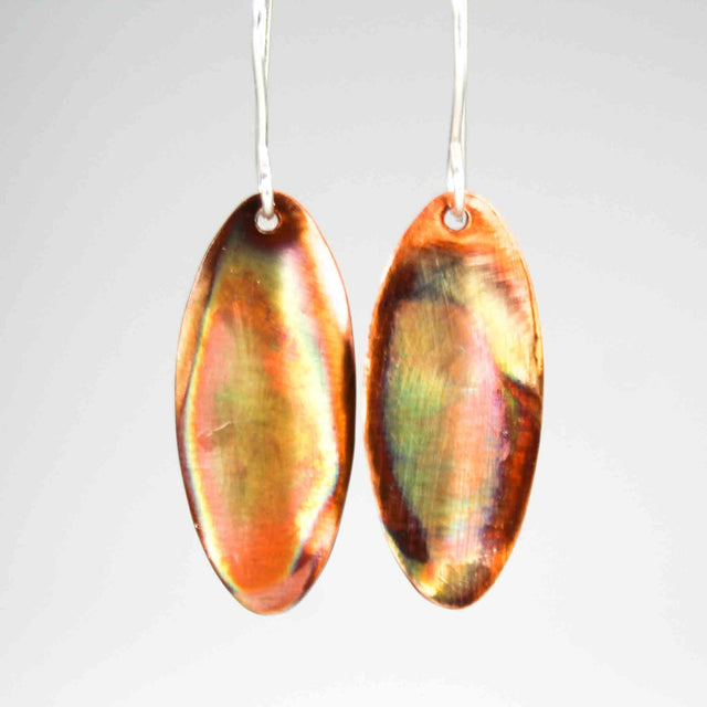Oval Fire Processed Copper Earrings