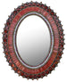 Brick Red Leaf Oval Mirror