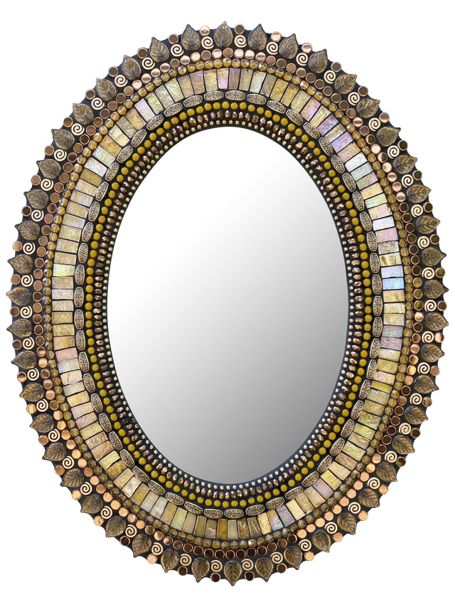 Golden Leaf Oval Mirror