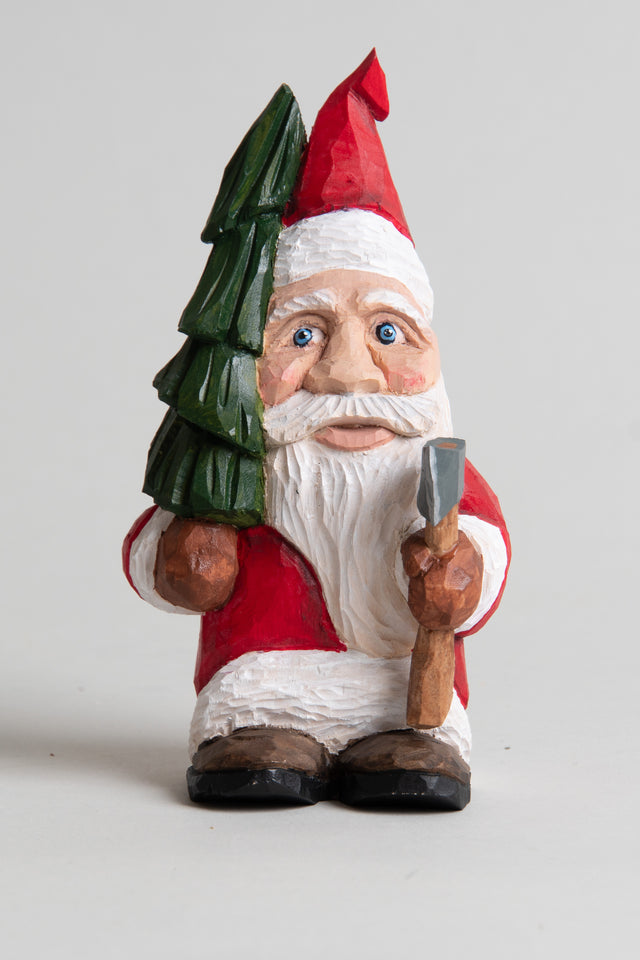 Santa With Tree and Hatchet Carving