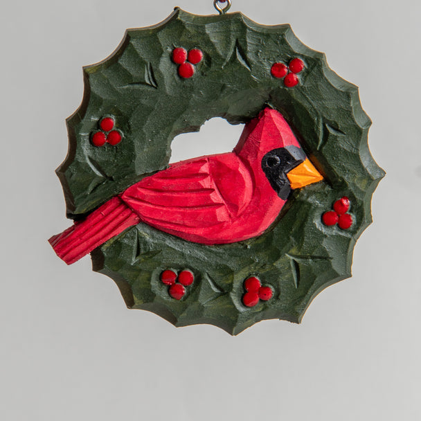 Wreath With Cardinal Ornament