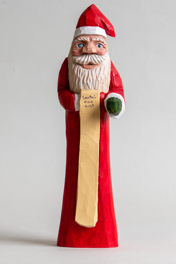Santa With List Carving