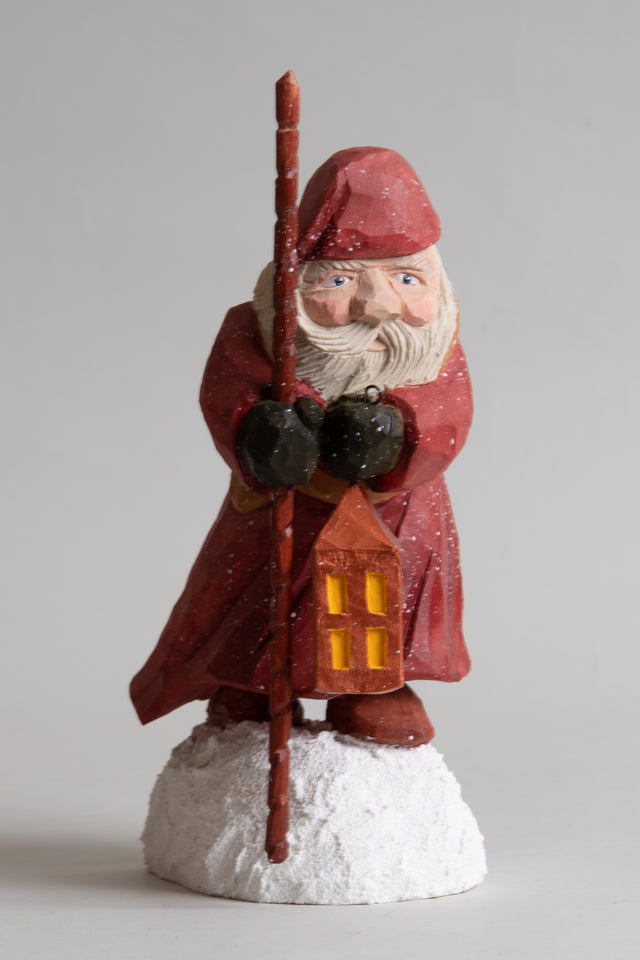 Santa With Lantern Carving