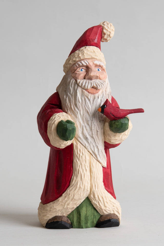 Santa With Cardinal Carving