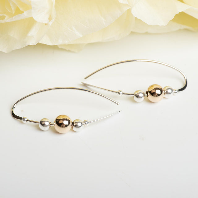 Sterling Silver Earring With Gold Ball Accent