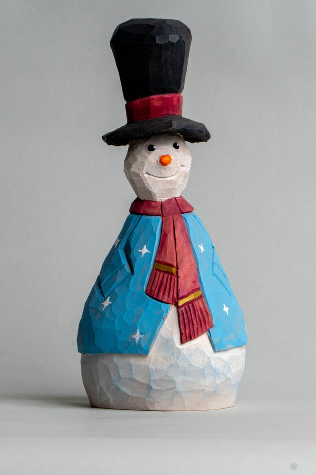 Snowman With Jacket Carving