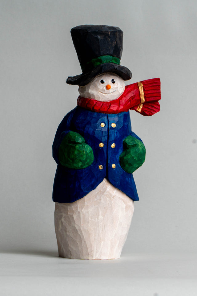 Snowman With Scarf To Side Carving