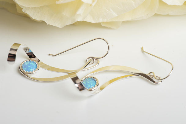 Sterling Silver Earring With Opal Accent