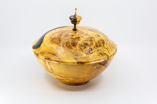 Silver Maple Burl Vessel With Lid