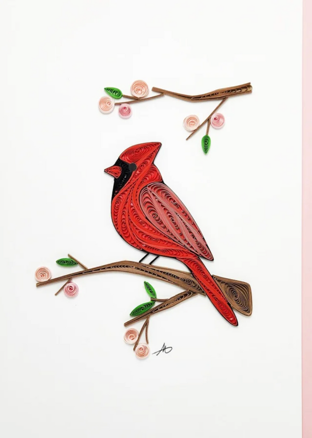Cardinal With Cherry Blossom Card