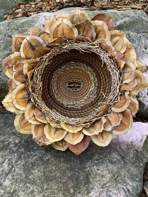 Pine Needle and Jacaranda Seed Pods Basket