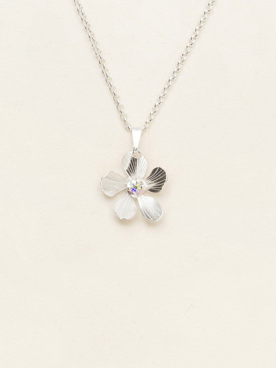 Plumeria Drop Necklace Silver