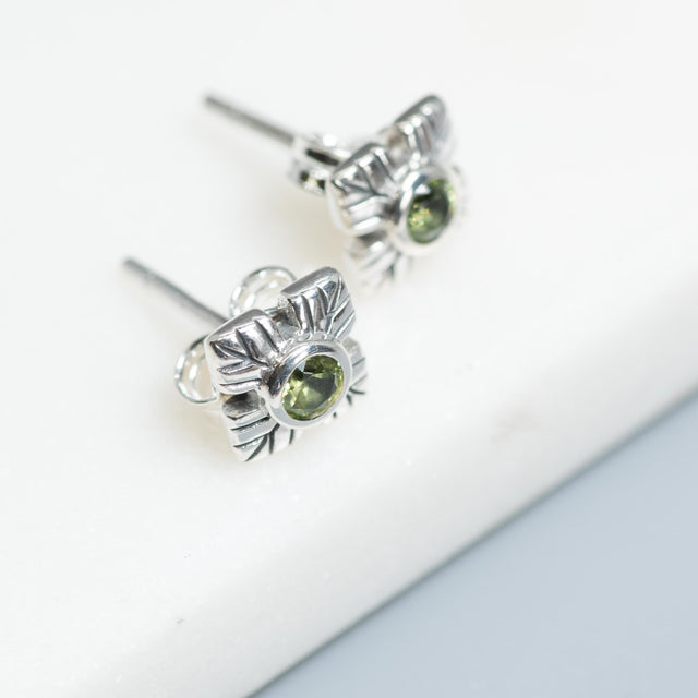 Peridot Flower Stud Earrings
