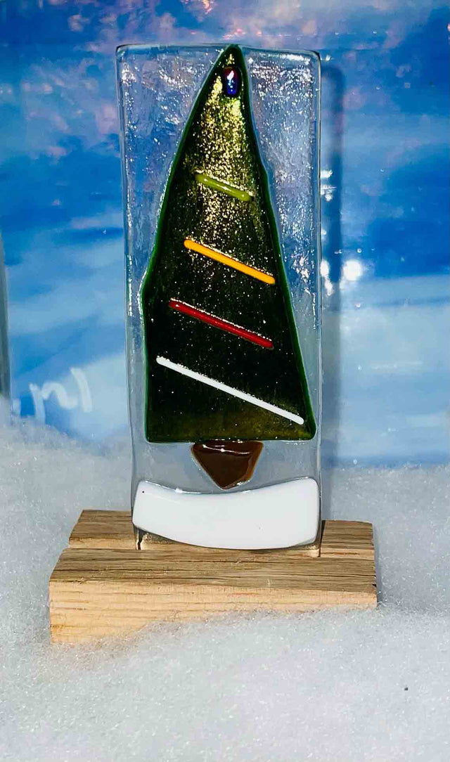Fused Glass Holiday Tree Plaque