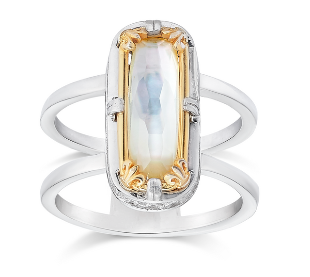 Mother of Pearl Doublet Vermeil Ring