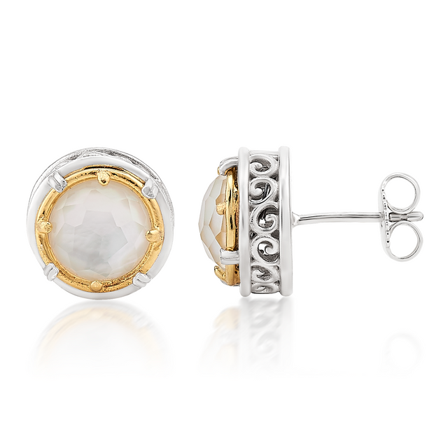 Mother of Pearl Doublet Vermeil Post Earring