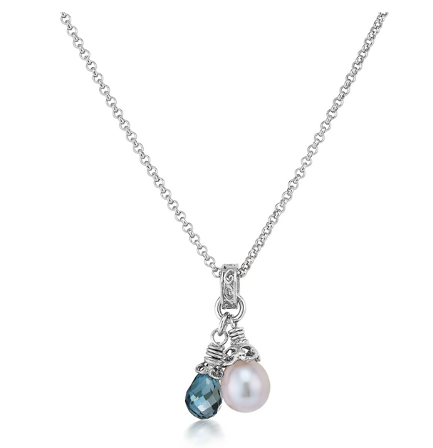 London Blue Topaz and Pearl Necklace