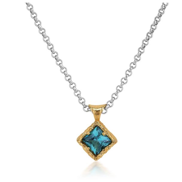 Diamond Shaped Paraiba Topaz Necklace
