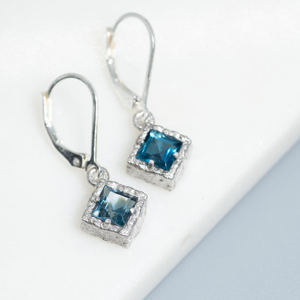 London Blue Topaz Diamond Doublet Earrings