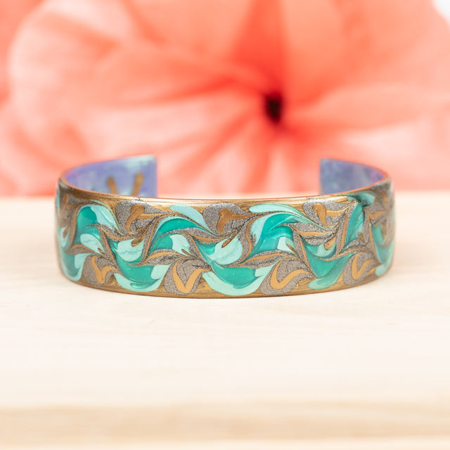 Leaves Gold: Light Turquoise