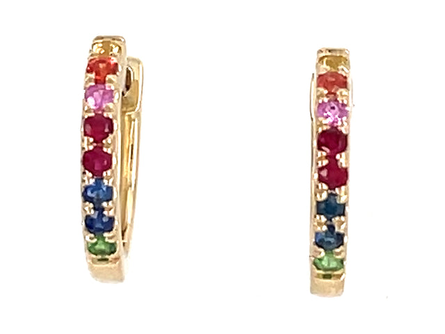 Fancy Sapphire and Ruby Hoops