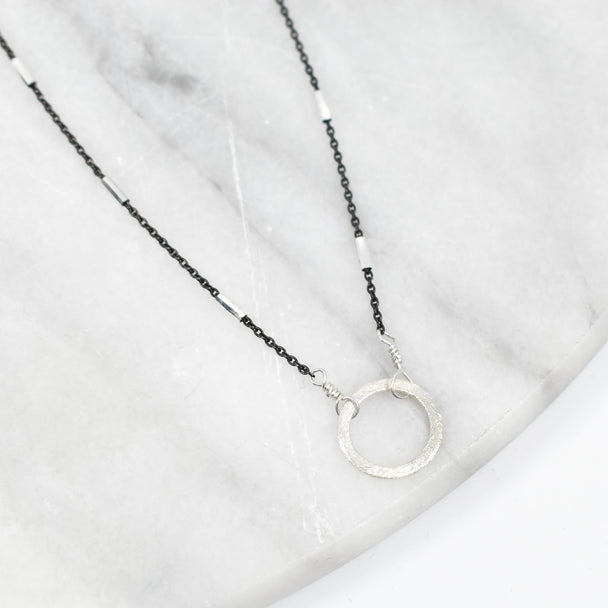Oxidized Sterling Circle Necklace