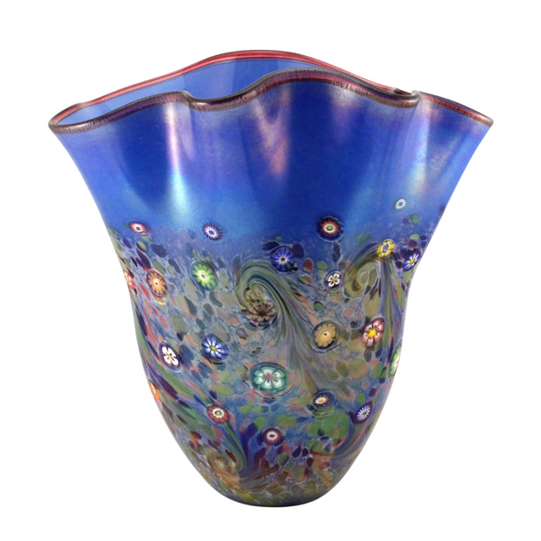 Azure and Aqua Monet Fan Vase
