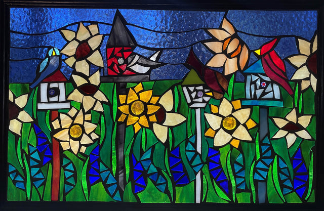 Birdhouses Mosaic Window