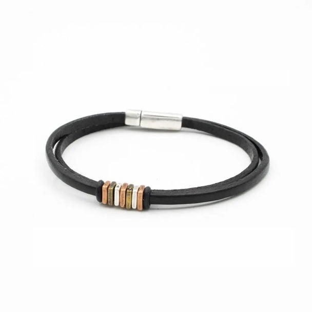 Black Square Wrap Leather Bracelet