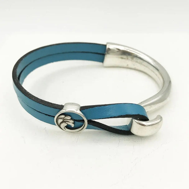 Blue Open Wave Half Cuff Bracelet