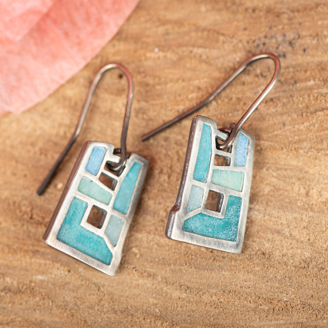 Short Rectangle Enamel Earring