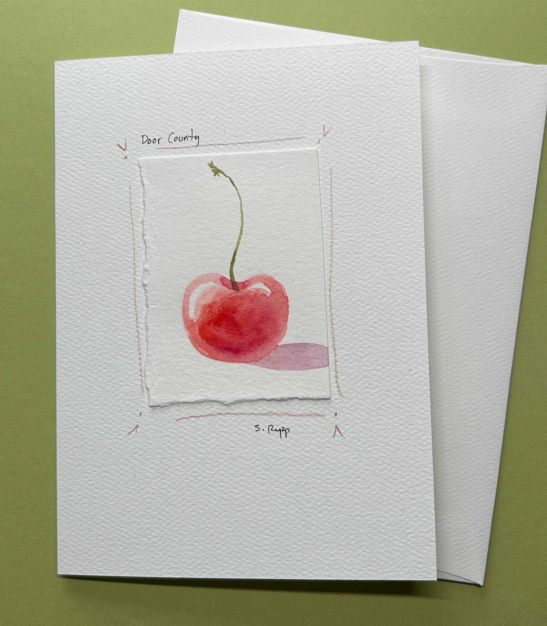 Door County Cherry Hand-Painted Card – Plum Bottom Gallery