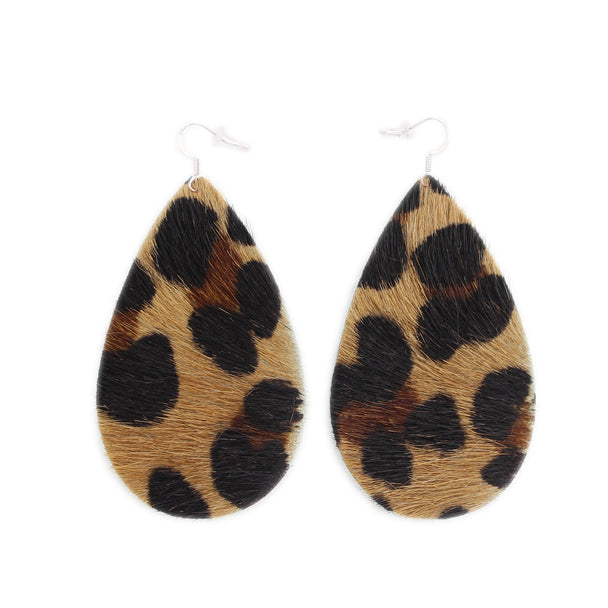 Leopard Leather Drop Earring
