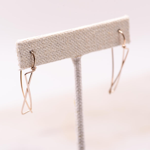 Thin X French Back Earring Gold