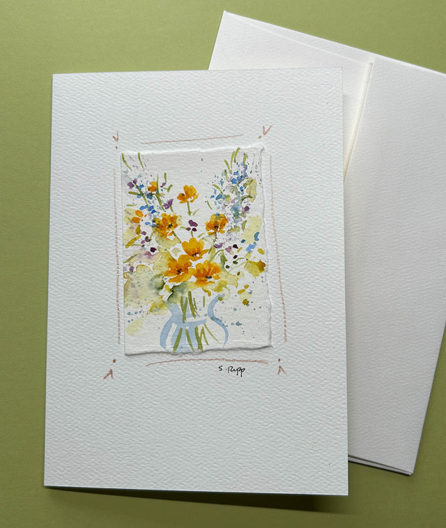 Flower Bouquet Hand-Painted Card