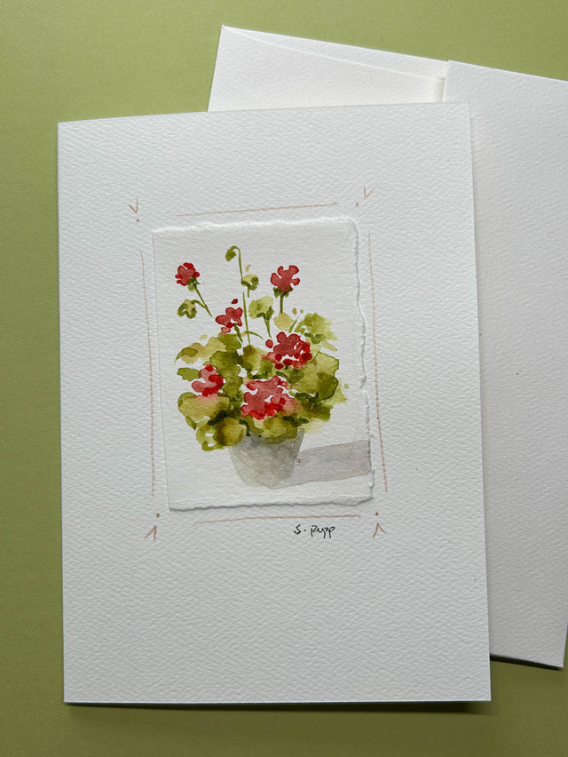 Geranium Hand-Painted Card