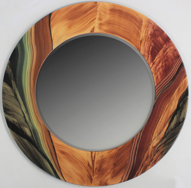 Multi Golden Wedge Round Mirror