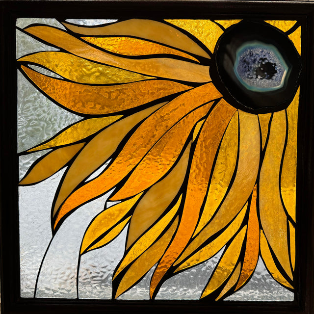 Golden Flower Mosaic Window