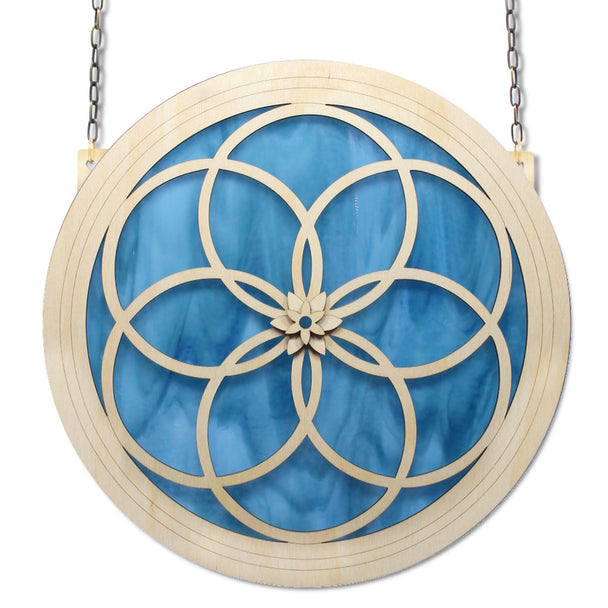 Gray Blue Grand Interlocking Rings Suncatcher