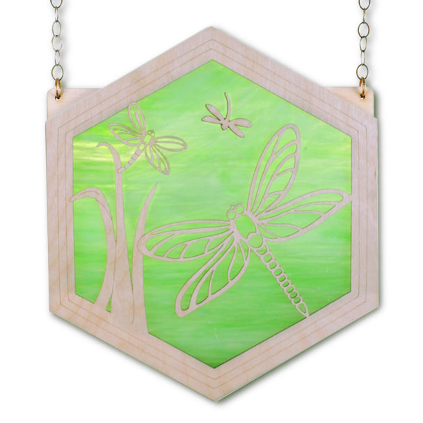 Grand Dragonfly Suncatcher Green Swirl