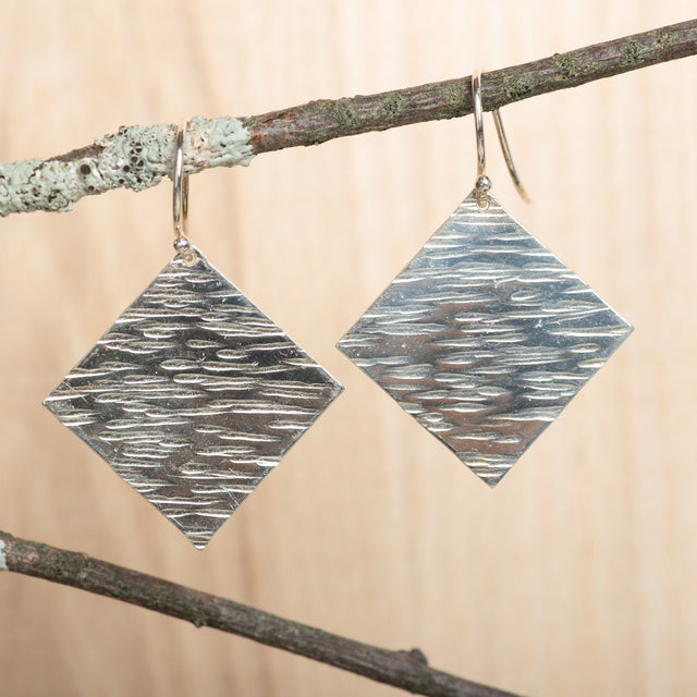 Large Square Textured Earrings