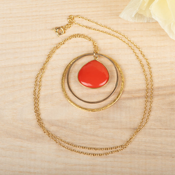 Double Open Circle Coral Necklace, Hannah Wong