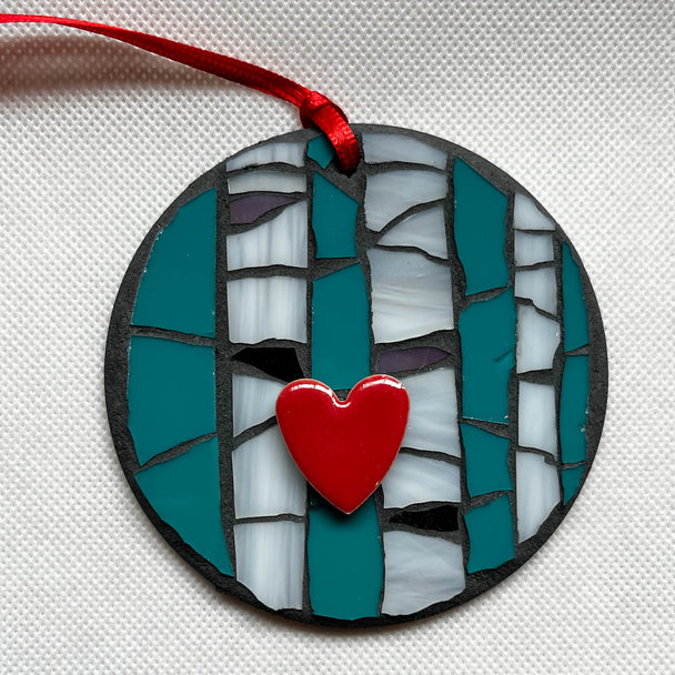 Blue Birch Heart Ornament