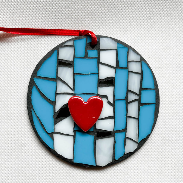 Aqua Birch Heart Ornament