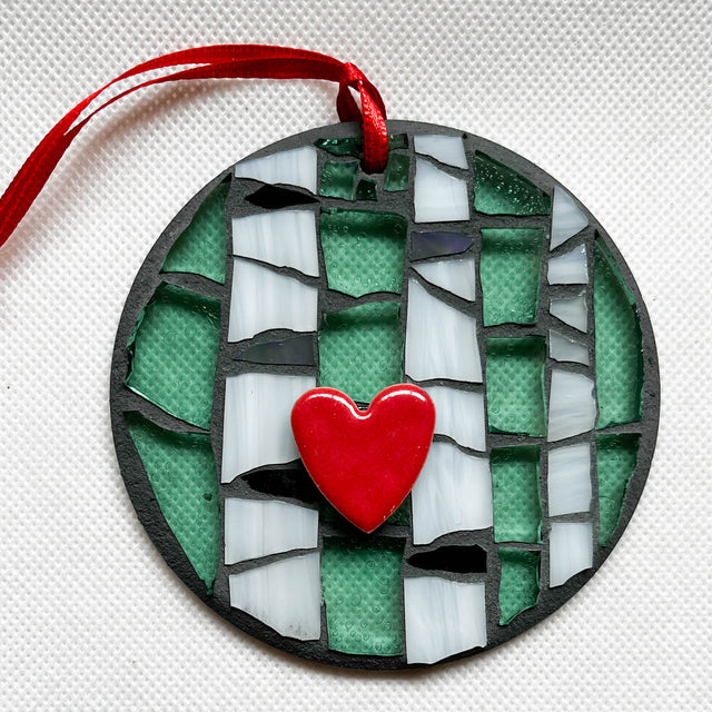 Light Green Birch Heart Ornament