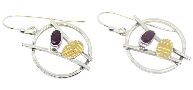 Abstract Circle Earrings With Ruby
