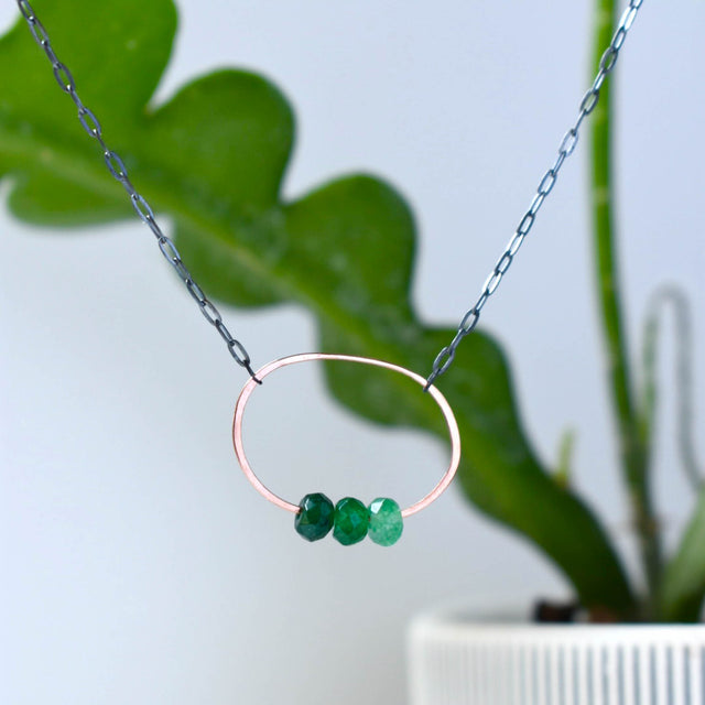 Rose Gold Emerald Necklace
