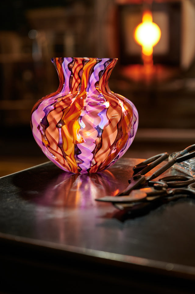 Purple and Red Italian Cane Vase