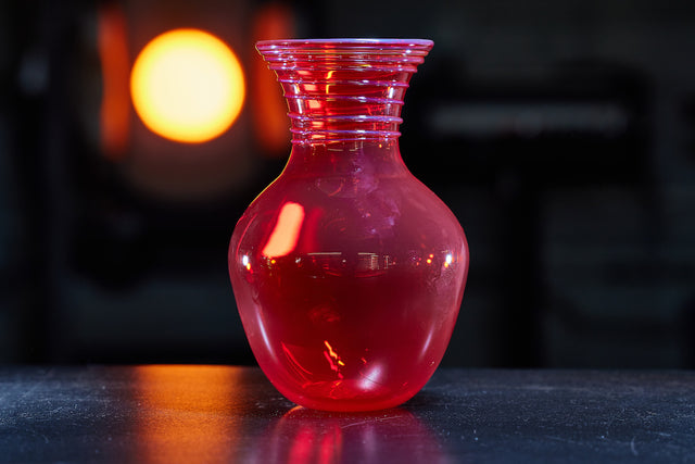 Red With Gold Lip Wrap Bud Vase