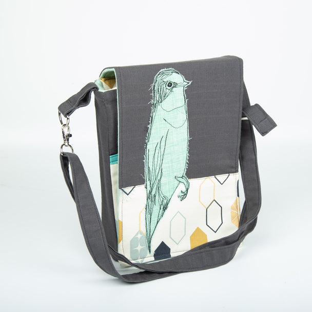 Tree Swallow Messenger Bag, Jennifer McBrien, JennyJens, Plum Bottom Gallery, Fabric